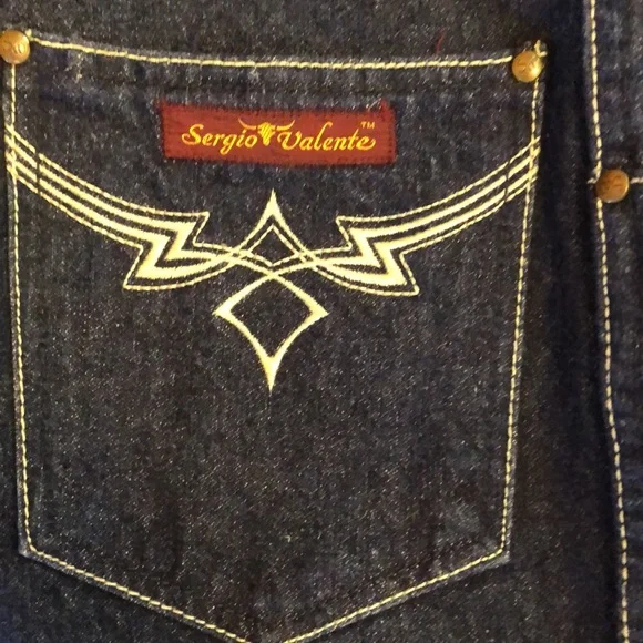 Sergio Valente VTG Mid 70s Dark Indigo Wash High Waist Jeans contrast Stitching - Picture 7 of 9